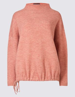 Funnel Neck Jumper with Drawstring